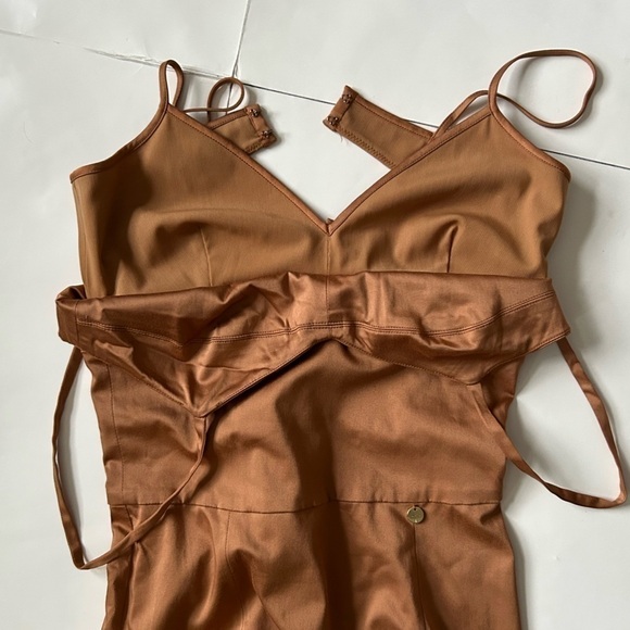 LIU Jo Milano brown mini dress size 40- M corset back zipper bustier - Picture 8 of 16